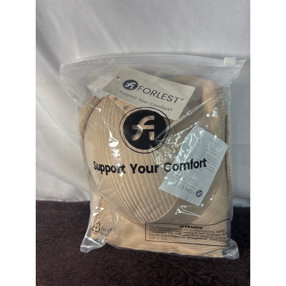 Forlest Support Your Comfort Beige Ribbed Wireless Bra 4XL NWT with Extender